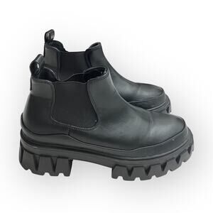 Public Desire Kaya Black PU Chunky Sole Chelsea Boots Women’s 6